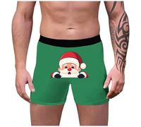 Boxer Homme Microfibre Boxer sans Couture, Caleçon Fantaisie Confortable Respirant Et À La Mode Joli Imprimé du Père Noël Ceinture Élastique Leger Coupe Ergonomique