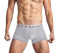 Boxer Homme Microfibre, sous-Vêtements Homme en Soie Glacée Taille Basse Sexy Grande Taille Doux Basique Elastique Caleçon Couleur Unie Skinny Tissé Confortable Respirants Quotidien