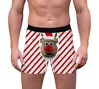Boxer Homme Noël - Caleçon Drôle Impression 3D, Slips Moche Motif Vacances, Shorts Sous-Vêtements Nouveauté, Cadeau Bâillon Personnalisé