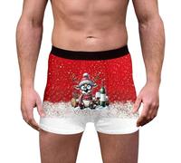 Boxer Homme Noel Rigolo - Culottes Douces Et Respirantes À Imprimé Flocons De Neige Et Rennes Festifs pour Un Confort Optimal Pendant Les Fêtes Et Quotidien (Watermelon Red S)
