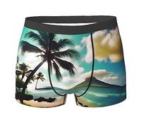 Boxer Homme Palmiers De Plage Tropicale Boxer Shorts Confortables Boxers Shorty Respirants sous-Vêtements pour Quotidien Running Gym XL