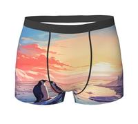 Boxer Homme Peinture Artistique Représentant Un Manchot De L'Antarctique sous-Vêtement avec Ceinture Élastique Doux Caleçons Boxeurs pour Hommes, pour Anniversaire, Petit Ami, Pères, XL