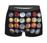 Boxer Homme Planètes, Sciences Spatiales, Astronomie Boxer Shorts Doux Boxers Shorty Confortables sous-Vêtements pour Running Quotidien Gym L