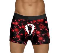 Boxer Homme sans Couture,CaleçOns Homme,Catégorie de Produit sous-vêtements Masculins - Cadeau Saint-Valentin avec imprimé Bulle Rouge sur Fond Rose - Style Unique et Confort (White, L)