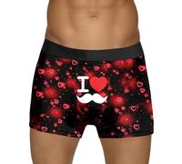 Boxer Homme Sexy,Boxer sans Couture Homme,Catégorie de Produit sous-vêtements Masculins - Cadeau Saint-Valentin avec imprimé Bulle Rouge sur Fond Rose - Style Unique et Confort (Red, XXL)