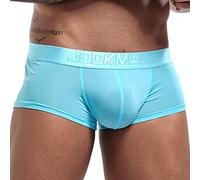 Boxer Homme Sexy Rafraîchissante en Soie Glacée Calecon Hommes Pas Cher Mode Slim Décontracté Respirant Sport Slip String Lingerie Cadeaux Hommes Bleu Ciel M ZL152