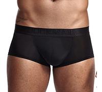 Boxer Homme Sexy Rafraîchissante en Soie Glacée Calecon Hommes Pas Cher Mode Slim Décontracté Respirant Sport Slip String Lingerie Cadeaux Hommes Noir L ZL134