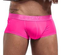 Boxer Homme Sexy Rafraîchissante en Soie Glacée Calecon Hommes Pas Cher Mode Slim Décontracté Respirant Sport Slip String Lingerie Cadeaux Hommes Rose Vif M ZL144