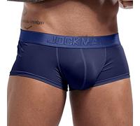 Boxer Homme Sexy Rafraîchissante en Soie Glacée Calecon Hommes Pas Cher Mode Slim Décontracté Respirant Sport Slip String Lingerie Cadeaux Hommes Bleu Foncé XL ZL141