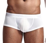 Boxer Homme Sexy Rafraîchissante en Soie Glacée Calecon Hommes Pas Cher Mode Slim Décontracté Respirant Sport Slip String Lingerie Cadeaux Hommes Blanc M ZL156