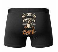 Boxer Homme Si tu m'entends, C'est Que Je n'ai Pas Encore Mon café Humour Beauf et drôle | Caleçon en Coton Noir avec Motif au Dos et Coutures Plates | Taille XXL | Cadeau Anniversaire Fête des Pères