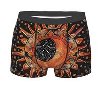 Boxer Homme Soleil Et Lune Traditionnel Aborigène Dot Tribal Noir Boxers Shorty Confortables sous-Vêtements Doux Caleçon Boxeur pour Adaptés À Toutes Occasions Sport Running XXL