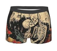 Boxer Homme Squelette Baiser Lune Champignons Plantes Psychédéliques Caleçon Boxeur Doux Boxer Shorts Confort Boxers Shorty pour Adaptés À Toutes Occasions Gym Running XL
