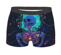 Boxer Homme Squelette Méditation Yoga Lotus Cosmique Néon Abstrait Boxer Shorts Confort Caleçon Boxeur Doux Boxers Shorty pour Running Gym Sport XXL