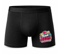 Boxer Homme Team AESH accompagnant(e) des élèves | Caleçon Coton Noir Motif Devant Coutures Plates S à 5XL | Idée Cadeau Fête des Pères Noël
