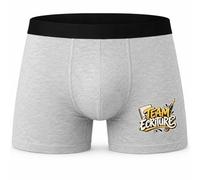 Boxer Homme Team écriture | Caleçon Coton Gris Motif Devant Coutures Plates S à 5XL | Idée Cadeau Écrivain Fête des Pères Noël