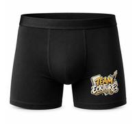 Boxer Homme Team écriture | Caleçon Coton Noir Motif Devant Coutures Plates S à 5XL | Idée Cadeau Écrivain Fête des Pères Noël