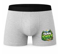 Boxer Homme Team forêt | Caleçon Coton Gris Motif Devant Coutures Plates S à 5XL | Idée Cadeau Fête des Pères Noël