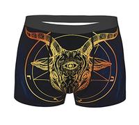 Boxer Homme Tête De Chèvre Satanique avec Troisième Œil sous-Vêtements Classique Boxers Shorty Respirants Boxer Shorts pour Gym Sport Running XXL