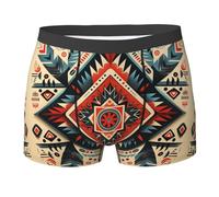 Boxer Homme Triangle Ethnique du Sud-Ouest Géométrique Vintage Boxers Shorty Doux Caleçon Boxeur Confort sous-Vêtements pour Gym Running Adaptés À Toutes Occasions L