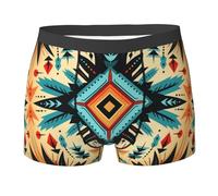 Boxer Homme Triangle Ethnique Géométrique du Sud-Ouest Vintage sous-Vêtements Confort Boxers Shorty Confortables Caleçon Boxeur pour Gym Sport Running L