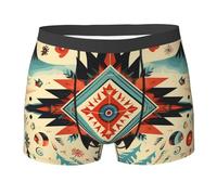 Boxer Homme Triangle Ethnique Géométrique Vintage du Sud-Ouest Boxer Shorts Respirants Boxers Shorty Doux sous-Vêtements pour Running Sport Adaptés À Toutes Occasions L