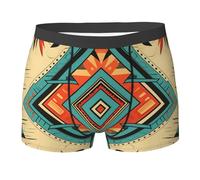 Boxer Homme Triangle Natif Géométrique Vintage du Sud-Ouest Boxers Shorty Doux sous-Vêtements Confortables Caleçon Boxeur pour Gym Sport Adaptés À Toutes Occasions L