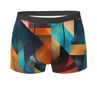Boxer Homme Triangle Tribal Géométrique Vintage Coloré Caleçon Boxeur Doux sous-Vêtements Respirants Boxers Shorty pour Running Gym Sport L