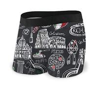 Boxer Homme Vintage Italie Rome Voyage Nouveauté Boxer Shorts Imprimé sous-Vêtements Stretch Boxer Tronc avec Pochette