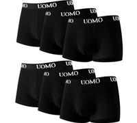 Boxer Hommes Coton Lot de 6, Caleçons Homme Coton Confortable, Respirant,Elastique, Hypoallergénique (Noir 6, L)