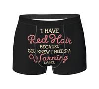 Boxer humoristique « I Have Red Hair Because God Knew I Need A Warning Label » pour homme garçon, ultra doux et respirant, style 4601, Blanc 0., M