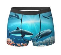 Boxer imprimé Whales under the sea pour homme - Slip respirant et à séchage rapide - Plusieurs tailles (S-XXL), noir, Small