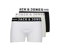 Jack & Jones Lot 3 Boxers Sense pour hommes - Stretch - Blanc/Gris/Noir - Taille XL