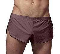 Boxer léger et lisse pour homme - Confortable - Couleur unie - Sous-vêtements à voix haute, café, M