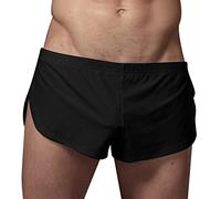 Boxer léger et lisse pour homme - Confortable - Couleur unie - Sous-vêtements à voix haute, Noir , S