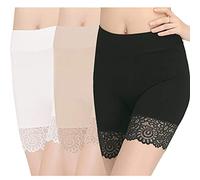 Boxer long basique en coton anti-frottement pour femme, Style 1 : noir + peau + blanc, Taille unique