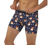Boxer long pour homme - Joli chien Corgi amusant lune étoiles sous-vêtements pour homme avec bande élastique, Noir/blanc, M
