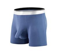 Boxer long pour homme - Taille élastique - Respirant - Style rétro - Coupe idéale pour le quotidien - Sans étiquette qui gratte - Un cadeau pour mon ami, bleu, 3XL
