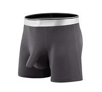 Boxer long pour homme - Taille élastique - Respirant - Style rétro - Coupe idéale pour le quotidien - Sans étiquette qui gratte - Un cadeau pour mon ami, gris, 3XL