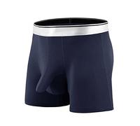 Boxer long pour homme - Taille élastique - Respirant - Style rétro - Coupe idéale pour le quotidien - Sans étiquette qui gratte - Un cadeau pour mon ami, Marine, 3XL