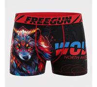 FREEGUN Boxer Homme Microfibre Animaux Loup (FR/ES, Alpha/Lettres, M, Taille Normale, Taille Normale, Violet A90)