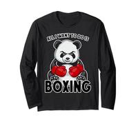 Boxer Panda avec Inscription « All I Want to Do is Cute Bear » Manche Longue