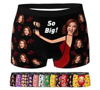 Boxer Personnalisé avec Photo pour Homme - Sous-vêtements Amusants avec Texte d'Image de Visage de Petite Amie, Épouse - Cadeau de Saint-Valentin