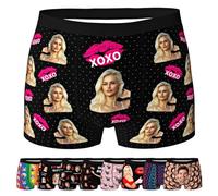 Boxer personnalisé avec photo pour homme, sous-vêtements amusants personnalisés avec texte d'image de visage de petite amie, épouse, sous-vêtements personnalisés, cadeaux de Saint-Valentin pour petit