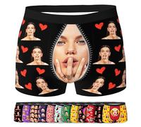Boxer personnalisé avec photo pour homme, sous-vêtements amusants personnalisés avec texte d'image de visage de petite amie, épouse, sous-vêtements personnalisés, cadeaux de Saint-Valentin pour petit