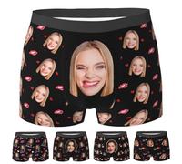 Boxer personnalisé avec photo, sous-vêtements amusants personnalisés avec image de visage de petite amie, épouse, sous-vêtements personnalisés pour lui, homme, petit ami, mari, Style 4, M/taille