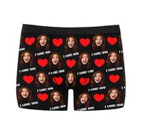Boxer Personnalisé Hommes avec Photo Texte nom Calecon personnalise avec Le Visage caleçon personnalisé Boxer Drôle Cadeaux Personnalisable pour Petit ami Mari S-XXL