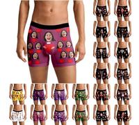 Boxer personnalisé pour homme avec photo - Boxer personnalisé amusant avec visage pour homme, cadeaux personnalisés pour la Saint-Valentin, un anniversaire de mariage, Noël, sous-vêtements ajustés