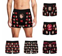 Boxer personnalisé pour homme avec photo - Boxer personnalisé avec visage - Short amusant pour homme - Cadeaux personnalisés pour la Saint-Valentin, un anniversaire de mariage, un anniversaire, un