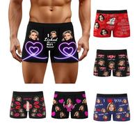 Boxer personnalisé pour homme avec photo, boxer personnalisé avec visage - Short amusant pour homme - Cadeaux personnalisés pour la Saint-Valentin, un anniversaire de mariage, un anniversaire, un